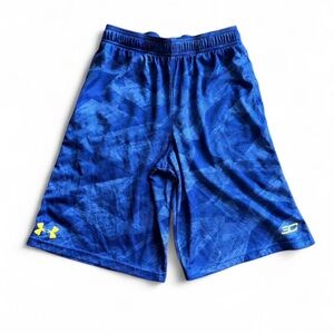 Under Armour SC30 Steph Curry Boys Youth Large Blue Camo Basketball Shorts EUC